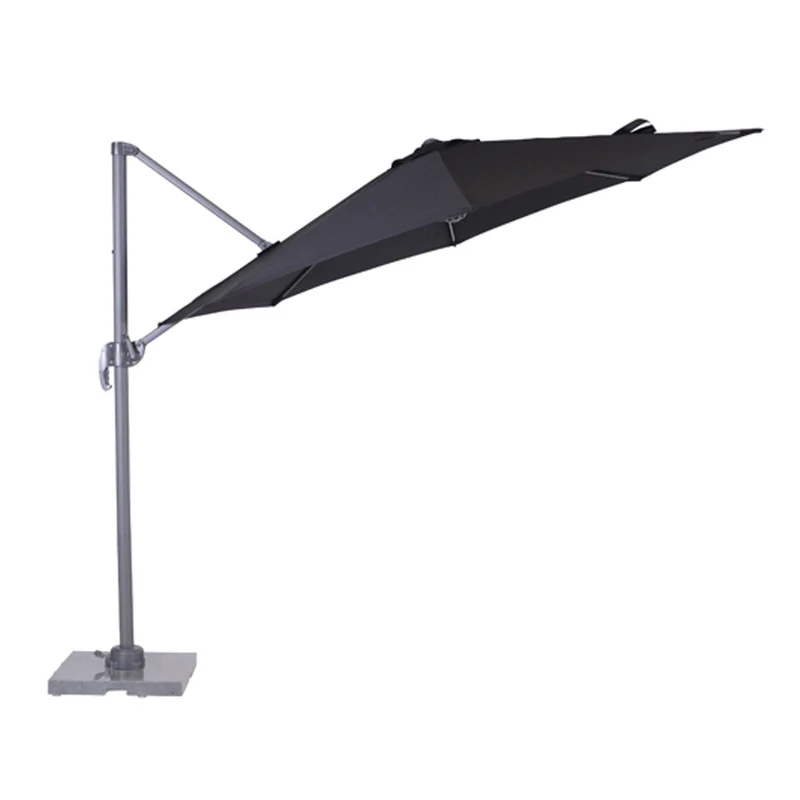 Garden Impressions Hawaii S zweefparasol rond 300 cm zwart met granieten voet 60 kg en hoes – complete set