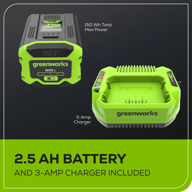 60V 8" Brushless Cordless Battery Edger: (1) 2.5 Ah Battery, (1) 3A Charger