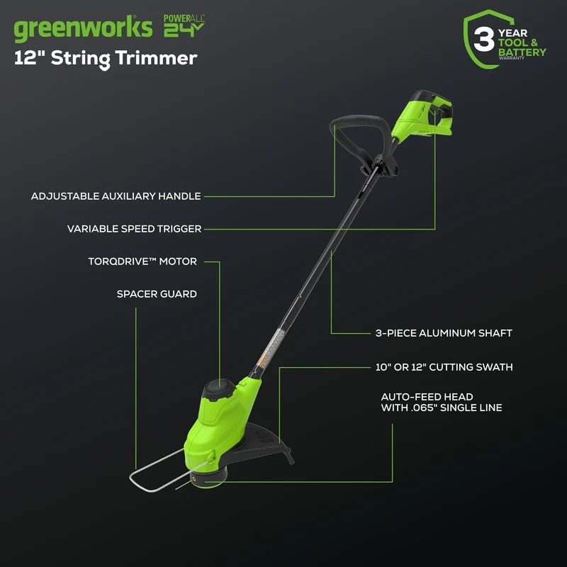 48V (24V x 2) 17" Push Cordless Lawn Mower, 320CFM Leaf Blower and 12" String Trimmer Combo Kit: (2) 4.0 Ah USB Batteries