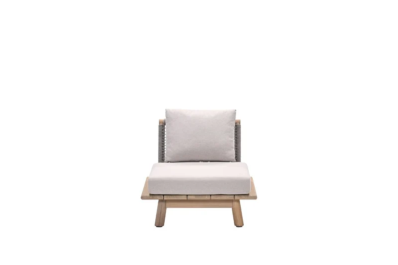 Lunar lounge fauteuil - acaciahout met white wash - rope taupe - grey sand