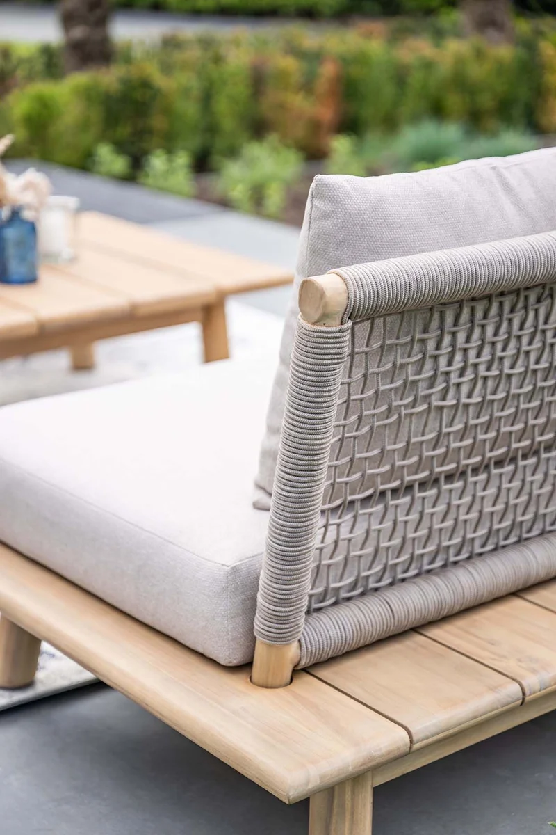 Lunar lounge fauteuil - acaciahout met white wash - rope taupe - grey sand