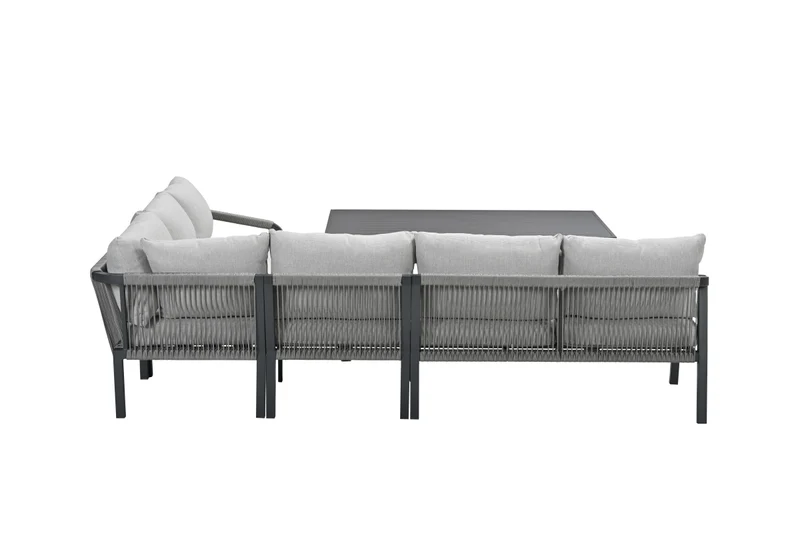 Monti lounge-diningset - 5-delig - carbon black - rope taupe - valley sand