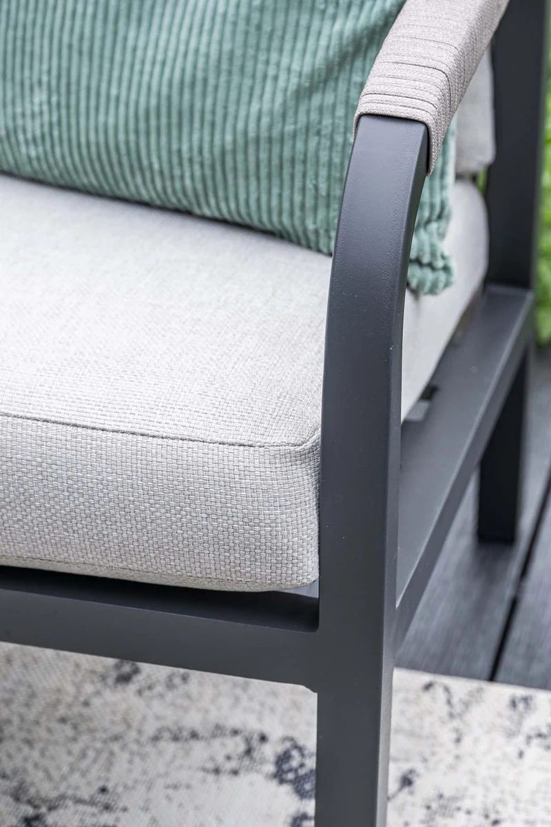 Monti lounge-diningset - 5-delig - carbon black - rope taupe - valley sand