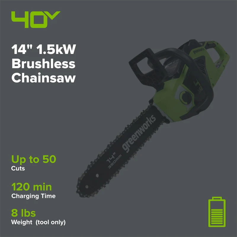 40V 14" 1.5kW Cordless BatteryBrushless Chainsaw (Tool Only)