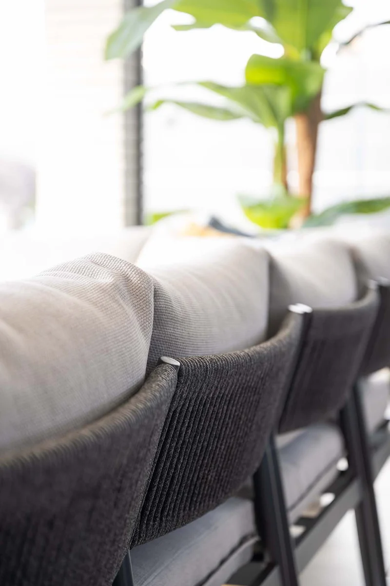 Barcelona lounge-diningset - 5-delig - carbon black - rope dark grey - valley sand