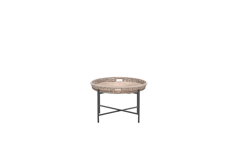 Benidorm bijzettafel - diameter 70xH40 cm - carbon black - natural rotan