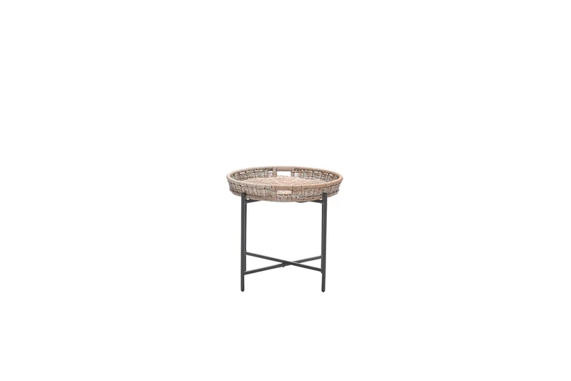 Benidorm bijzettafel - diameter 60xH50 cm - carbon black - natural rotan