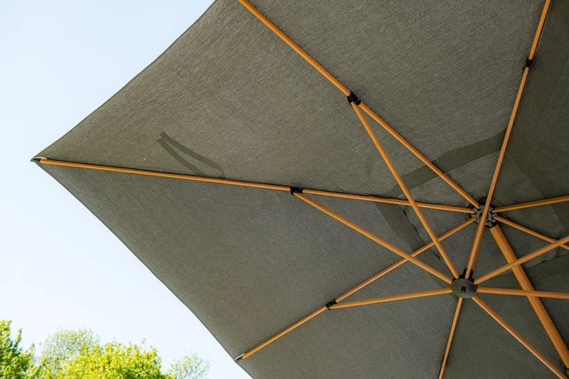 Hawaii Big Pole II parasol - 350x350 cm - light teaklook - royal antraciet