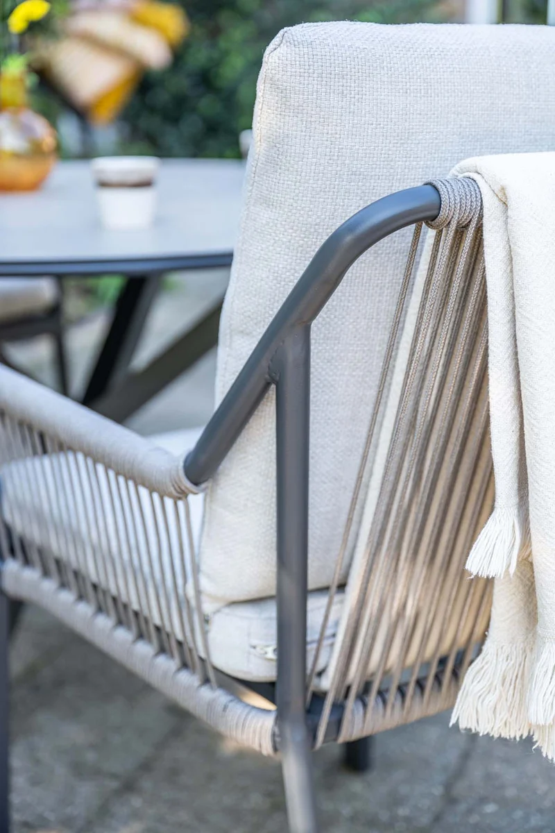 Raxa dining fauteuil - carbon black - rope taupe-valley sand