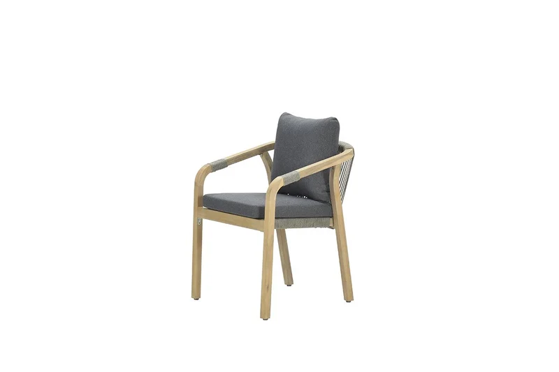 Santos dining fauteuil - acaciahout met white wash - rope donker grijs - mystic grey