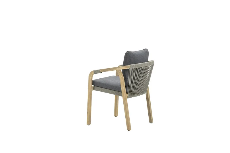 Santos dining fauteuil - acaciahout met white wash - rope donker grijs - mystic grey