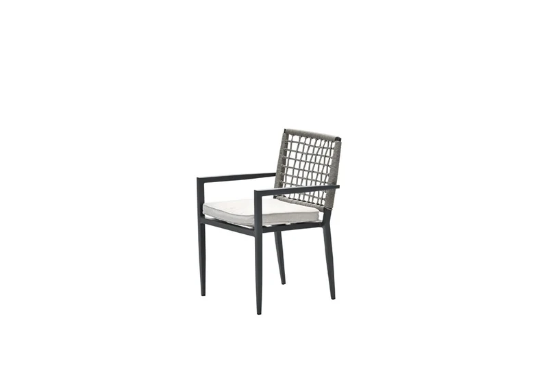 Florance dining fauteuil - carbon black - rope taupe - desert sand