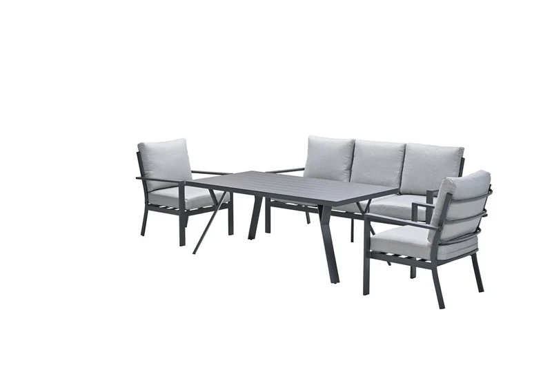 Sergio lounge-dining sofa set - 4-delig - carbon black - licht grijs