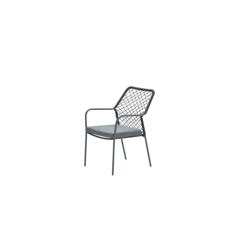 Dido dining fauteuil - carbon black - rope zwart - mystic grey