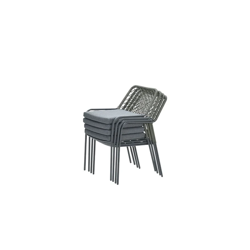 Dido dining fauteuil - carbon black - rope mosgroen - mystic grey