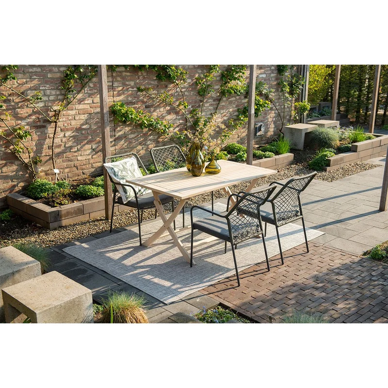 Dido dining fauteuil - carbon black - rope mosgroen - mystic grey