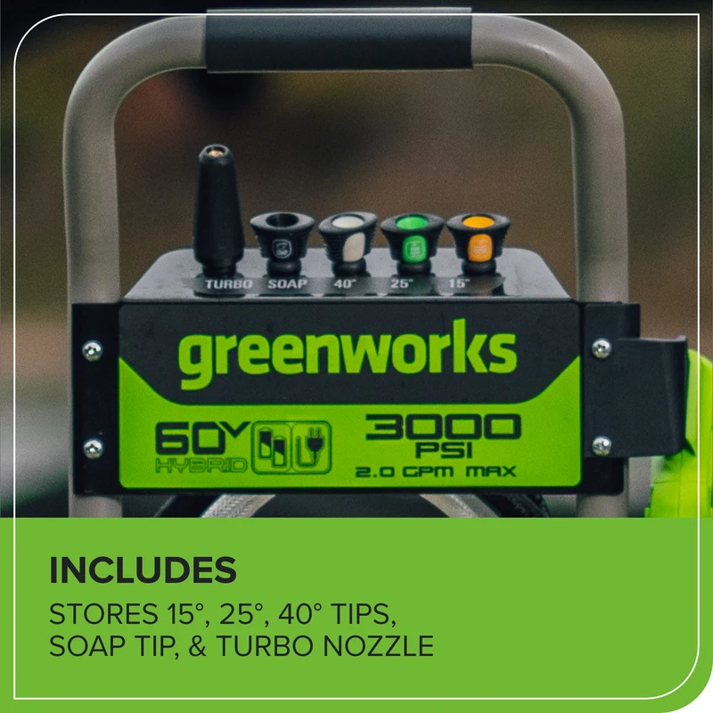 Corded/60V 3000-PSI 2.0 GPM Electric Pressure Washer: (2) 5.0Ah Batteries and Dual-Port Charger