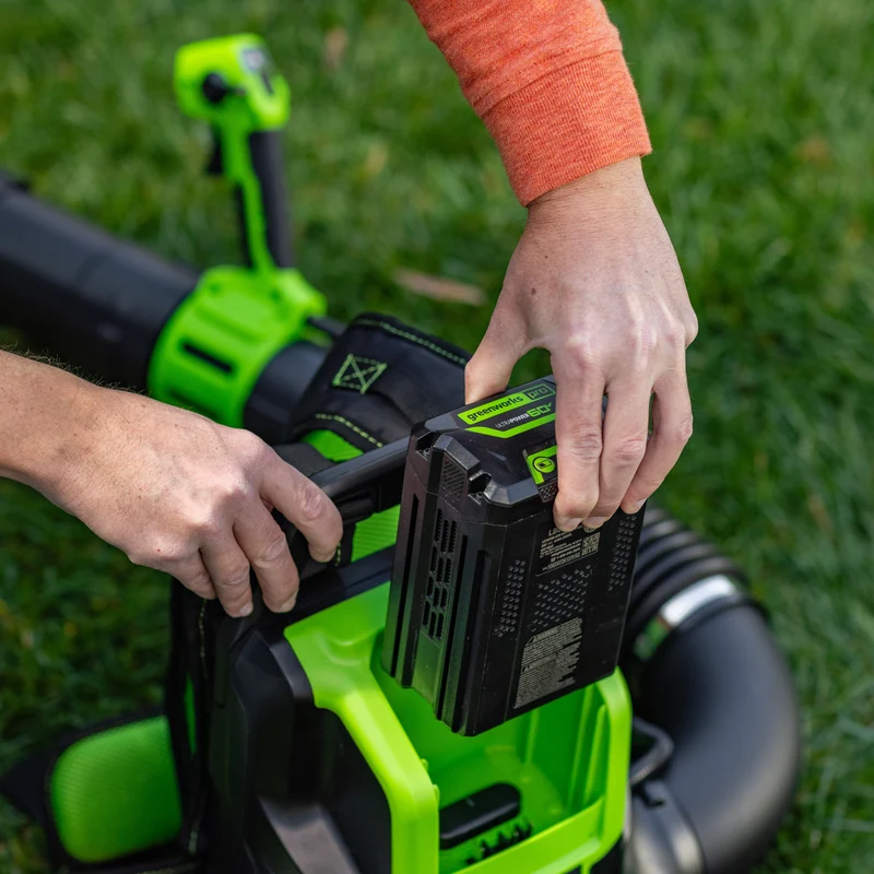 80V 800 CFM Cordless Battery Backpack Blower and Leaf Tarp: 4.0 Ah Battery and Rapid Charger