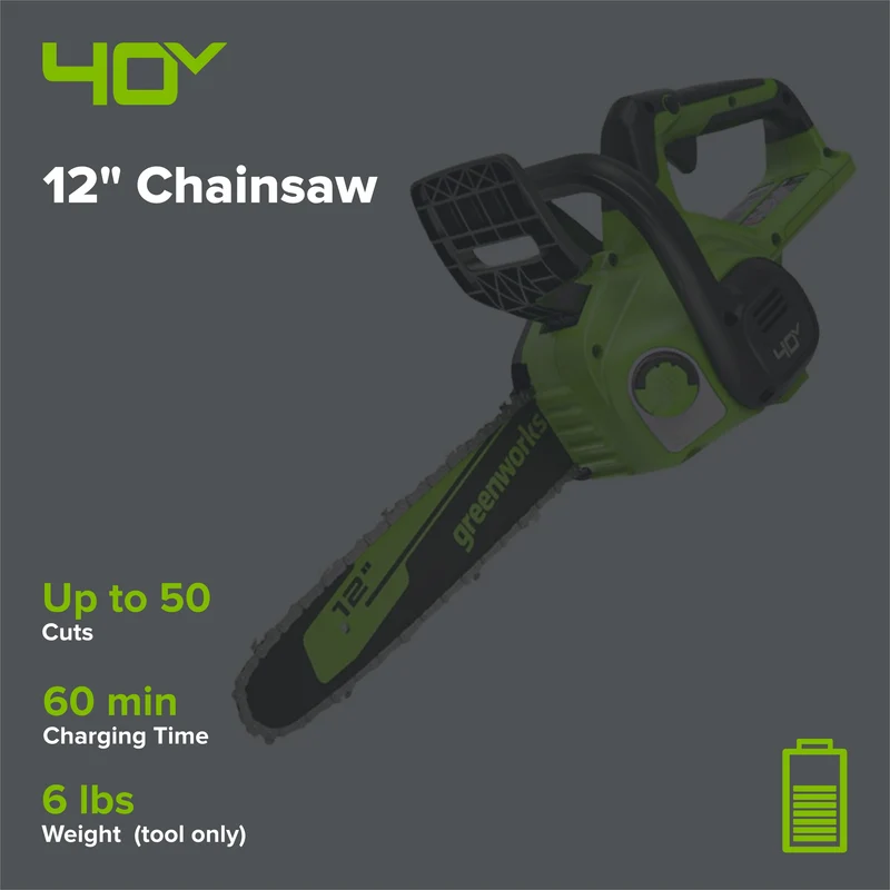 40V 12" Cordless Battery Chainsaw (Tool Only)