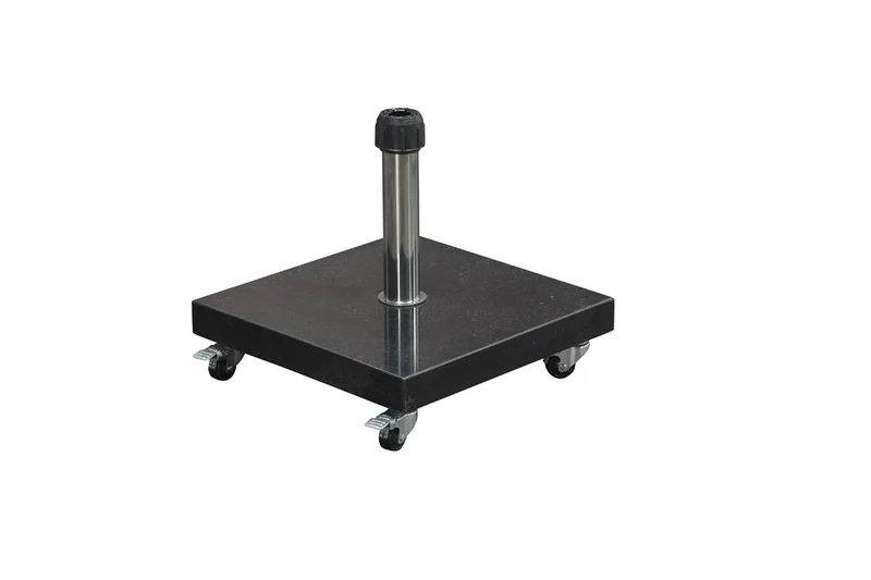 Eureka granieten parasolvoet - 60 kg - zwart gepolijst - verrijdbaar