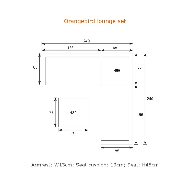 Orangebird loungeset - 4-delig - vintage grey - reflex black