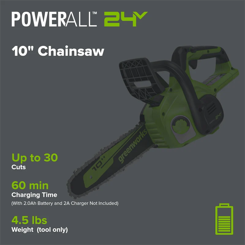 24V 10" Cordless Battery Chainsaw (Tool Only)