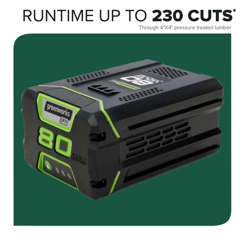 80V 20" Cordless Battery Chainsaw: 4.0 Ah Battery and Charger