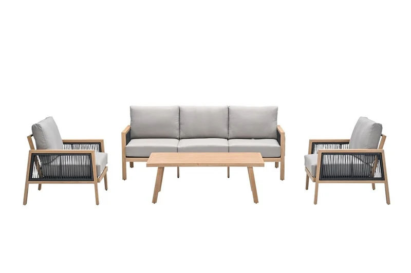 Garden Impressions Decala loungeset 4-delig light teak look desert sand