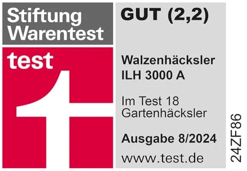 IKRA 81002880 Elektro Gartenhäcksler Walzenhäcksler ILH 3000 A, leise robust wartungsarm, Starke 3.000 Watt, Aststärke bis 44mm, 230 V