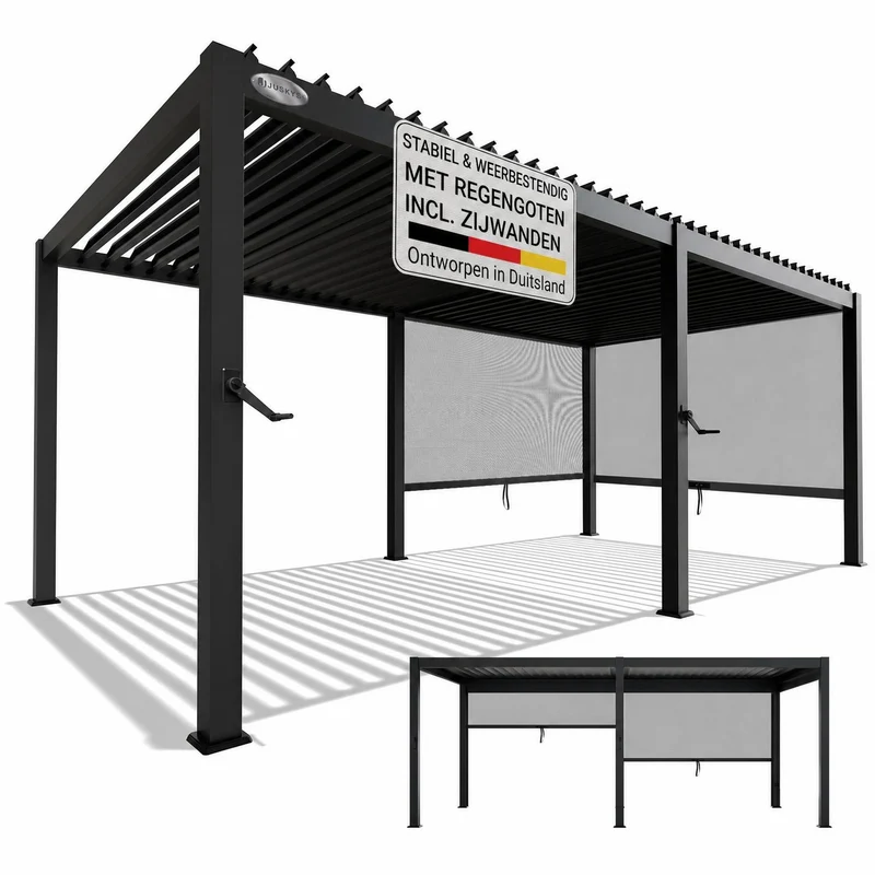 Lamellendach Tahiti 3 x 5,9 m inkl. 2x Seitenwand 3 m