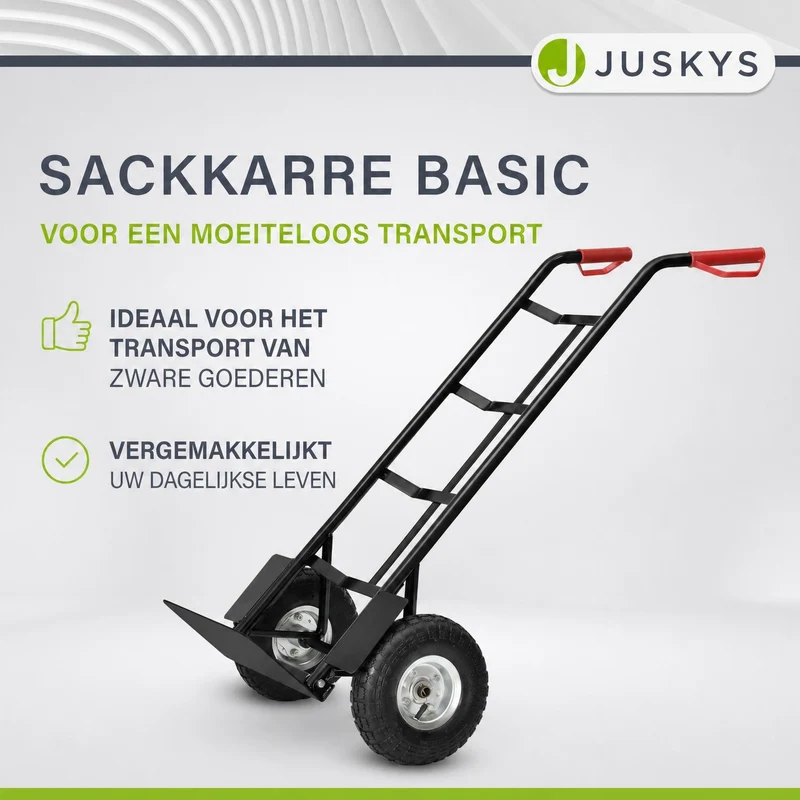Sackkarre Basic in schwarz mit roten Griffen klappbar