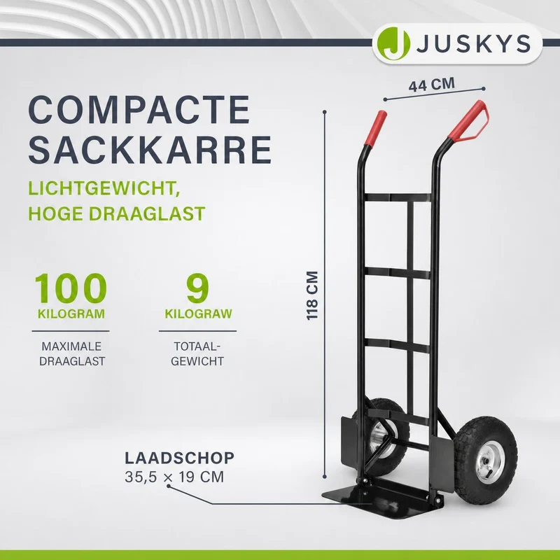 Sackkarre Basic in schwarz mit roten Griffen klappbar