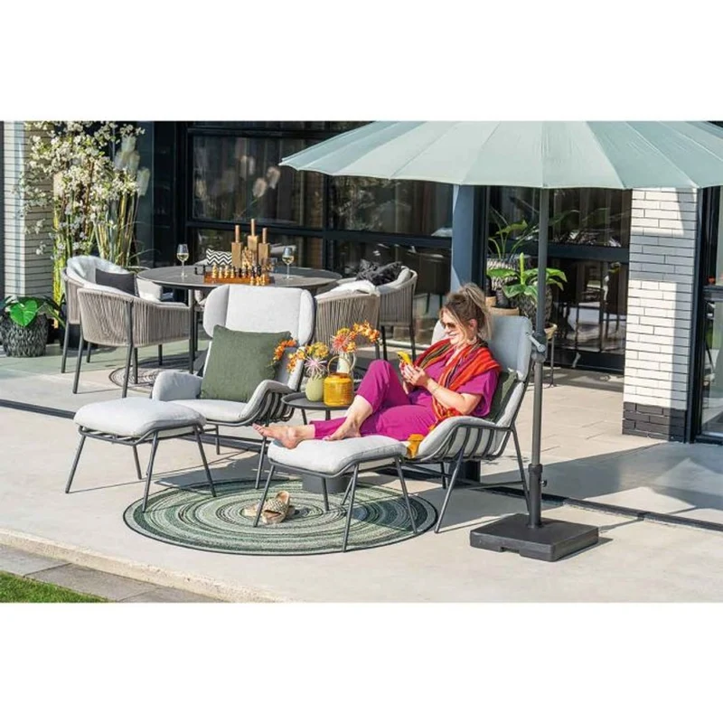 Livorno loungestoel incl. voetenbank grijs