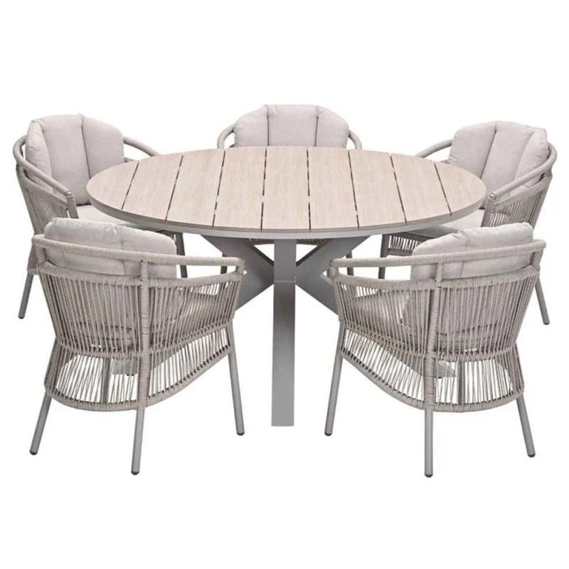 Porto tuinset 6-delig - Edison ronde tuintafel Ø148 cm