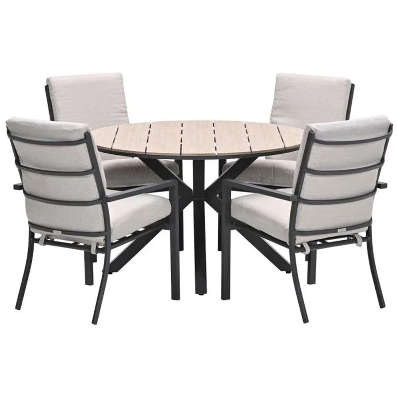 Sergio tuinset 5-delig Valley Sand - Edison ronde tuintafel 122 cm