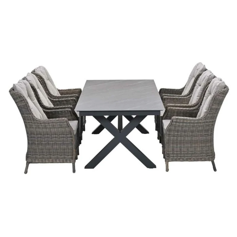 Osborne tuinset 7-delig Vintage Willow - Centostone Napoli Sand tuintafel 240x100 cm