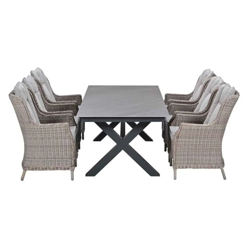Osborne tuinset 7-delig Vintage Willow - Centostone Napoli Sand tuintafel 240x100 cm