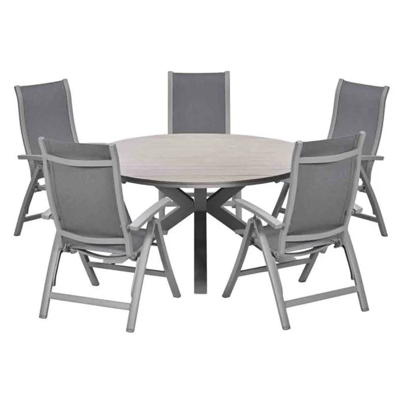 Kyoto tuinset 6-delig Taupe - Edison ronde tuintafel 148 cm