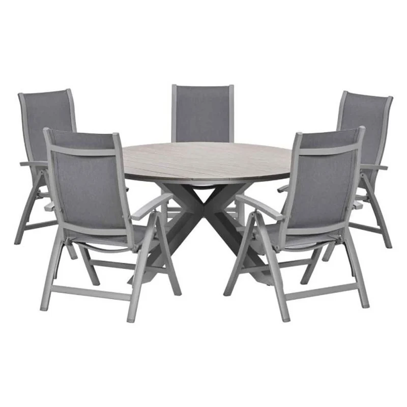 Kyoto tuinset 6-delig Taupe - Edison ronde tuintafel 148 cm
