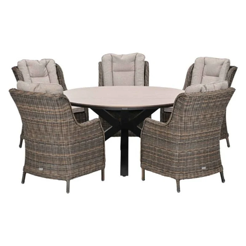 Osborne tuinset 6-delig Vintage Willow - Edison ronde dining tafel 148 cm