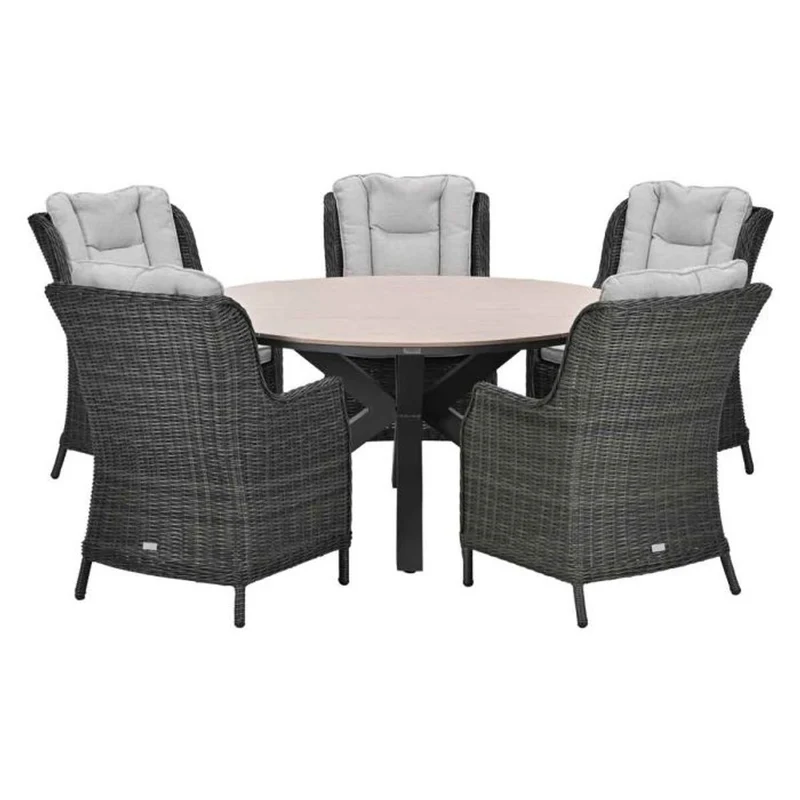 Osborne tuinset 6-delig Earl Grey - Edison ronde dining tafel 148 cm