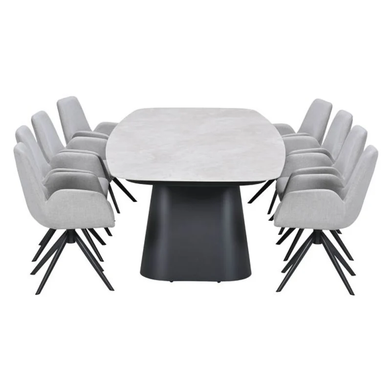 Acate tuinset 9-delig draaibaar Carbon Black - Denver dining tafel 320x120 Verona Sand