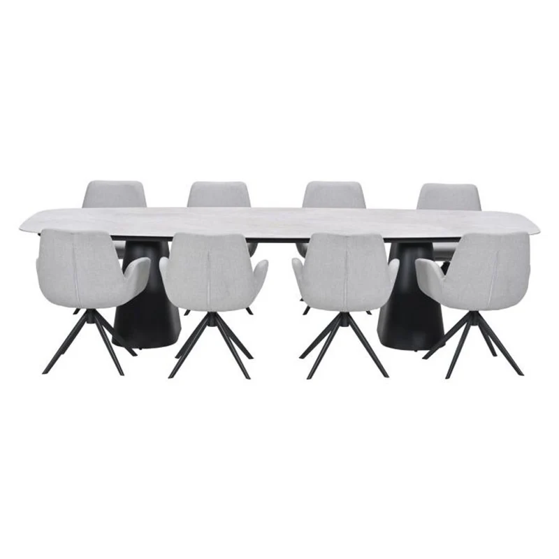 Acate tuinset 9-delig draaibaar Carbon Black - Denver dining tafel 320x120 Verona Sand