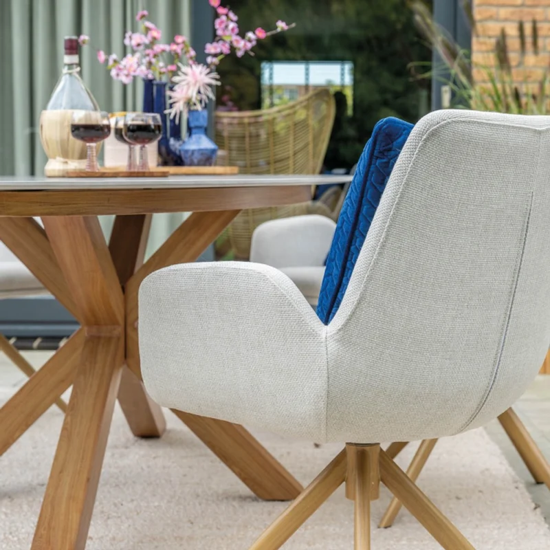Acate tuinset 7-delig draaibaar Light Teak Look - Scotland dining tafel 230x115 Napoli Sand
