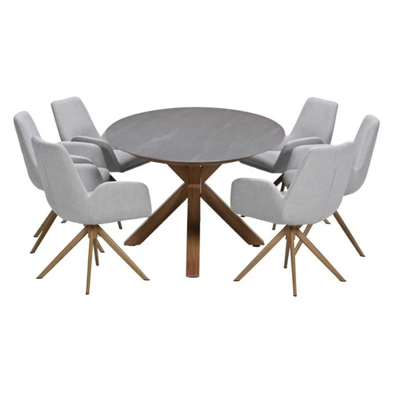 Acate tuinset 7-delig draaibaar Light Teak Look - Scotland dining tafel 230x115 Napoli Sand