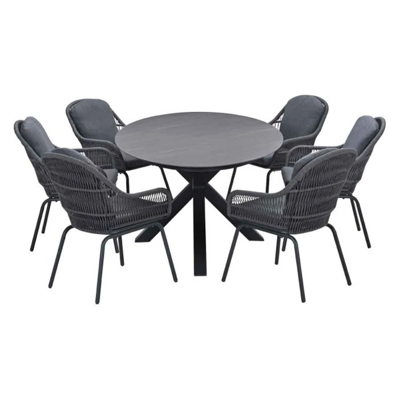 Triton tuinset 7-delig Carbon Black - Scotland dining tafel 230x115 Napoli Grey
