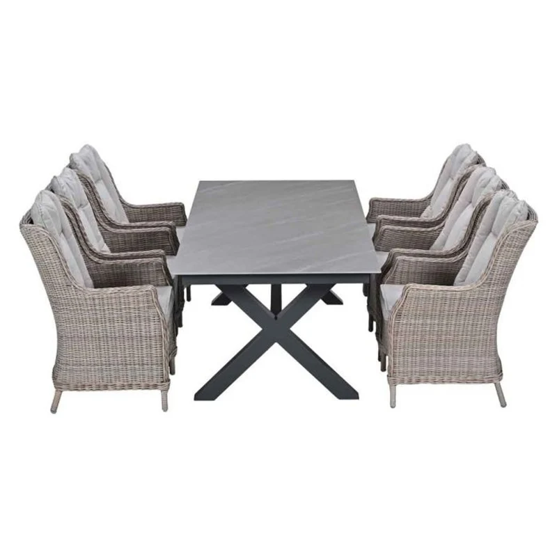 Osborne tuinset 7-delig Havanna Sand - Sintra dining tafel 240x100 Napoli Sand