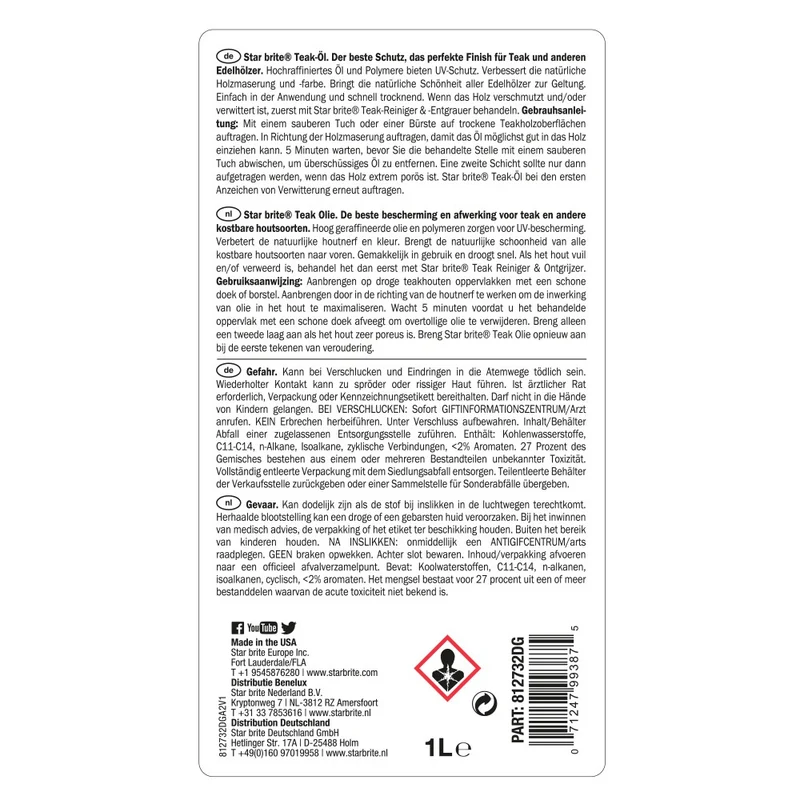 Star brite Teak & Hardhout Olie 500ml