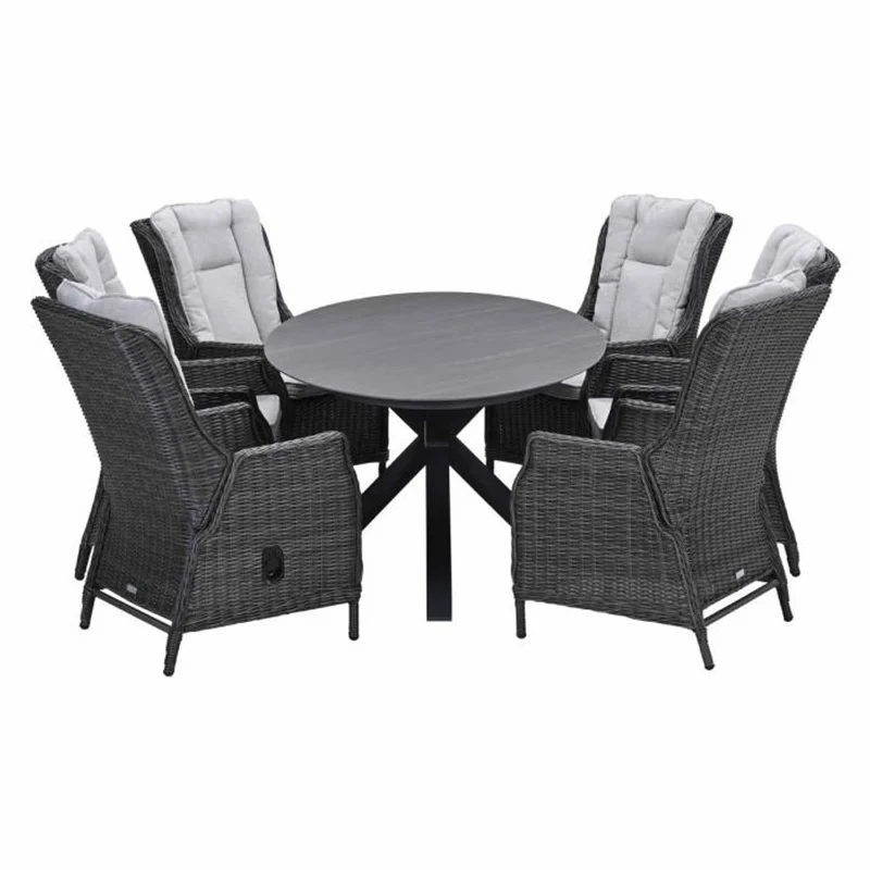 Osborne verstelbare tuinset 7-delig Earl Grey met Scotland tafel Napoli Grey 230x115 cm