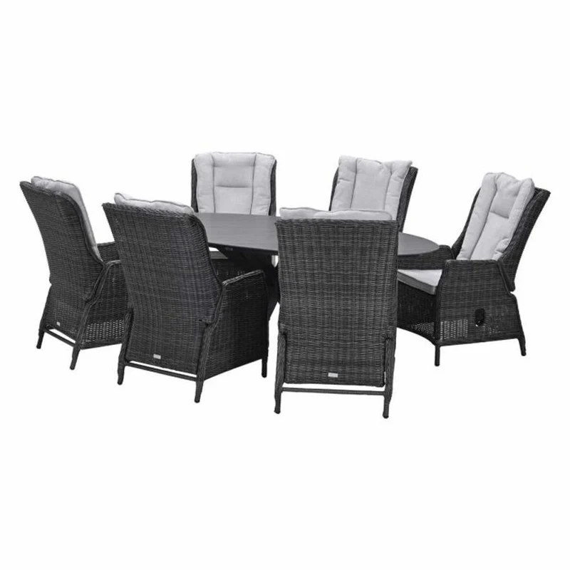 Osborne verstelbare tuinset 7-delig Earl Grey met Scotland tafel Napoli Grey 230x115 cm